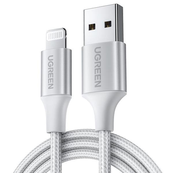 UGREEN LIGHTNING TO USB-A ÖRGÜLÜ MFİ SERTİFİKALI İPHONE HIZLI ŞARJ KABLOSU 2 METRE GÜMÜŞ 60163 - Image 1