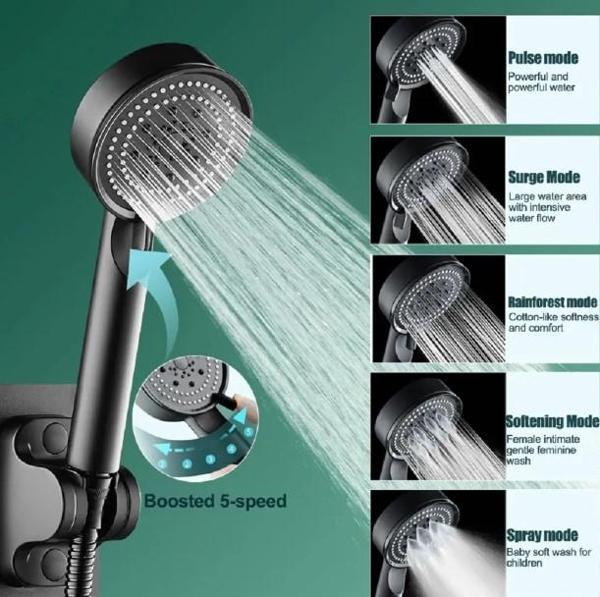 5 Kademeli Duş Başlığı Siyah - Image 1