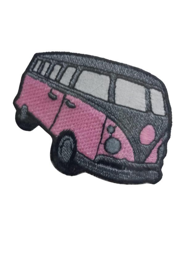 Aplike Ütü İle Yapışan Otobüs Pembe-Gri Arma 4x2,5 cm - Image 1