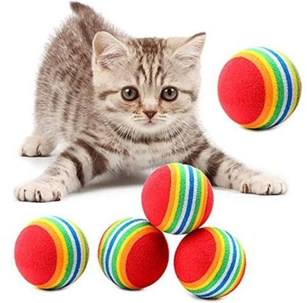 2 ADET GÖKKUŞAĞI RENKLI KEDI KÖPEK OYUN TOPU - Image 1