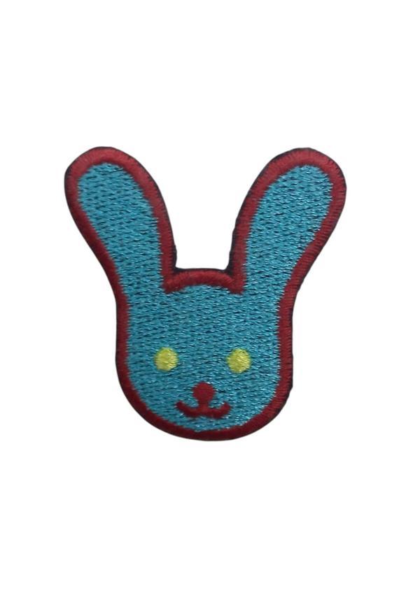 Aplike Ütü İle Yapışan Tavşan Mavi-Kırmızı Arma 4x3 cm - Image 1