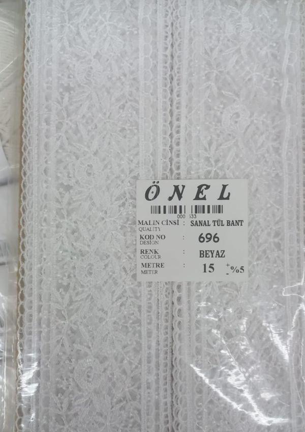 Dantel Polyester Sanal Tül Bant Beyaz 15 Metre En 6 cm ON-696-B - Image 1