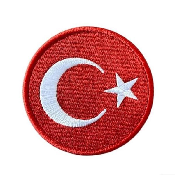 Aplike Ütü İle Yapışan Türk Bayrağı Yuvarlak Büyük Arma 5 cm - Image 1