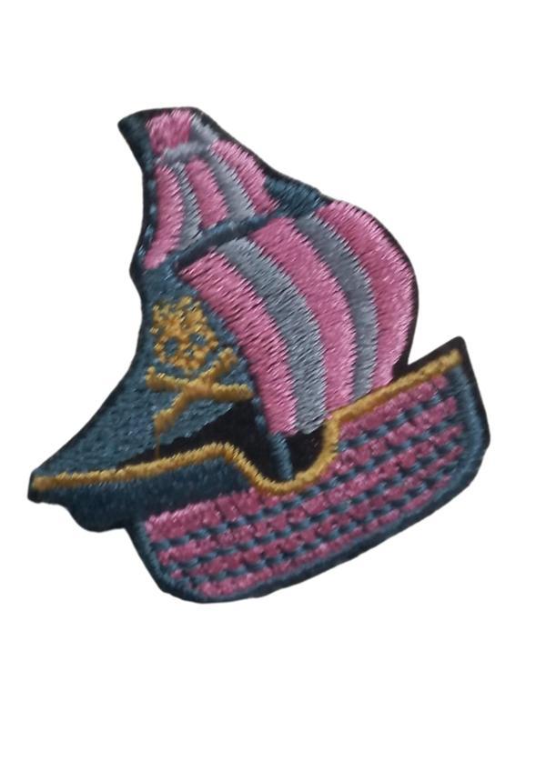 Aplike Ütü İle Yapışan Yelkenli Pembe Arma 4x3 cm - Image 1