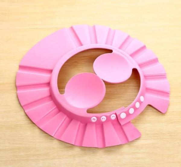 Bebek Banyo Şapkası Düğmeli Kulaklıklı Pembe - Image 1