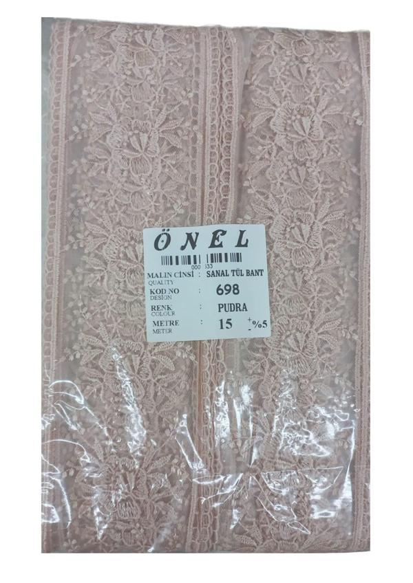 Dantel Polyester Sanal Tül Bant Pudra 15 Metre En 6 cm ON-698-PU - Image 1