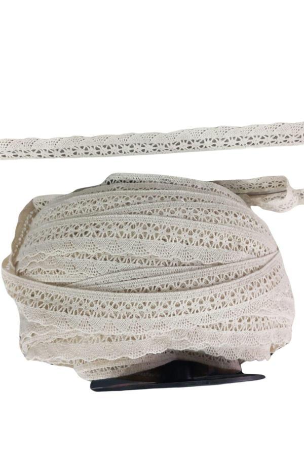 Kopanaki Dantel en 4 cm Şeritli Krem 5 Metre - Image 1