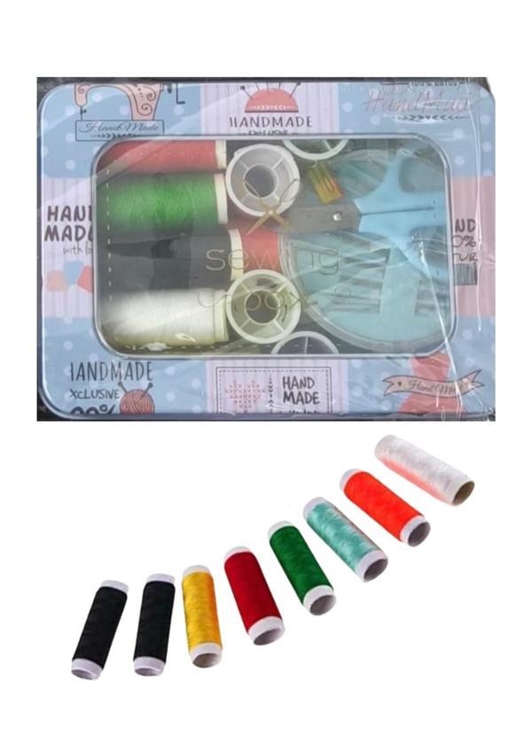 İplik Set Teneke Kutu Kare Plastik Dikiş Seti - Image 1