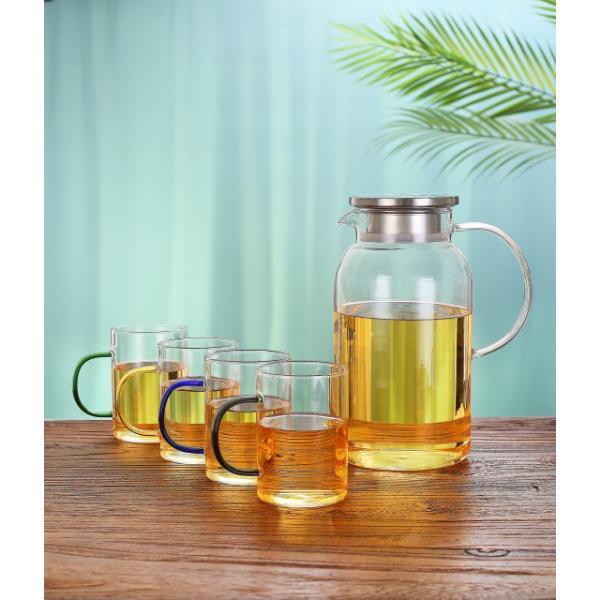 Borosilikat Cam Sürahi ve 4'lü Fincan Seti - Image 1