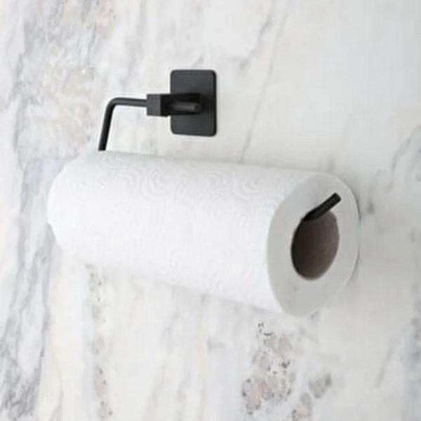 Kendiliğinden Yapışkanlı Siyah Paslanmaz Metal Rulo Havluluk Aparat (5250) - Image 1