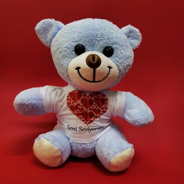 Kalpli Seni Seviyorum Yazılı Tişörtlü Peluş Ayıcık  - Image 1