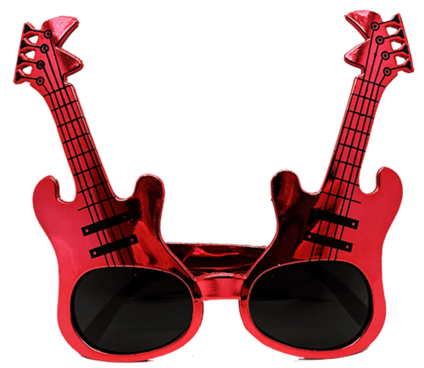 Kırmızı Renk Gitar Şekilli Parti Gözlüğü  - Image 1