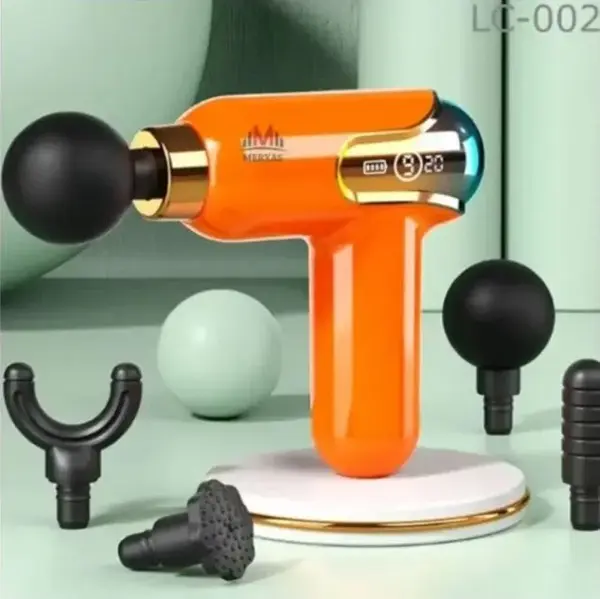 Yeni Nesil Darbeli Titreşimli Şarjlı Sporcu Masaj Tabancası 4 Başlıklı LC-002 (5250) - Image 1