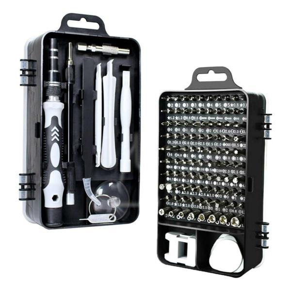  BUFFER® Hassas Tornavida Seti Bilgisayar Pc Telefon Onarım Aracı Seti Manyetik 115 in 1 Tornavida Seti - Image 1