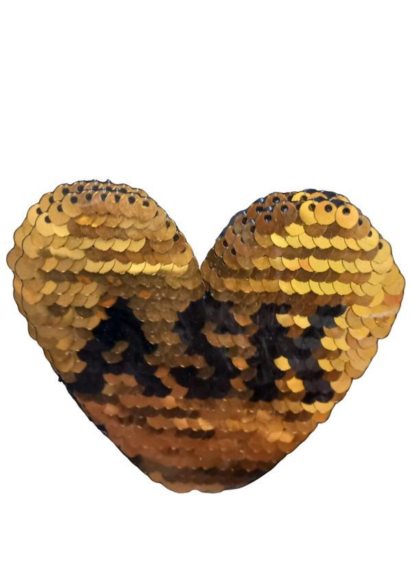 Aplike Ütü İle Yapışan Aşk Yazılı Pullu Sarı Arma 4x4 cm - Image 1