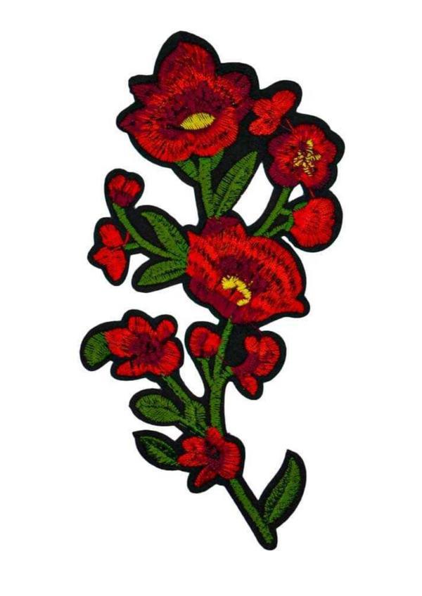 Aplike Ütü İle Yapışan Büyük Çiçek Kırmızı Arma 10x7 cm - Image 1