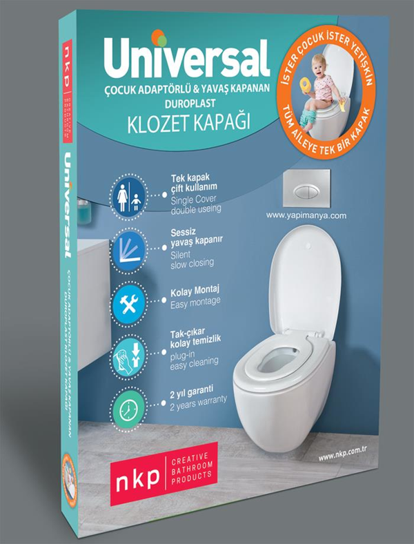 NKP Üniversal Çocuk Adaptörlü Yavaş Kapanır Klozet Kapağı - Image 1