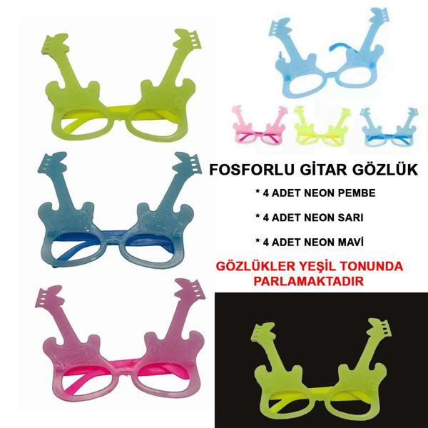 Fosforlu Gitar Glow Parti Gözlüğü 12 adet - Image 1