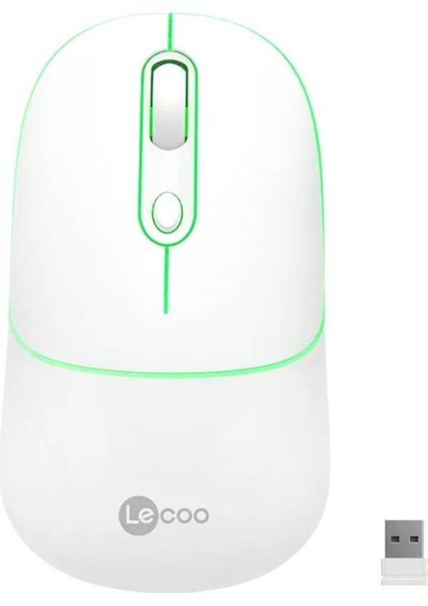 LENOVO LECOO WS210 Kablosuz/Bluetooth 1600DPI (Şarj Edilebilir) Beyaz Mouse - Image 1