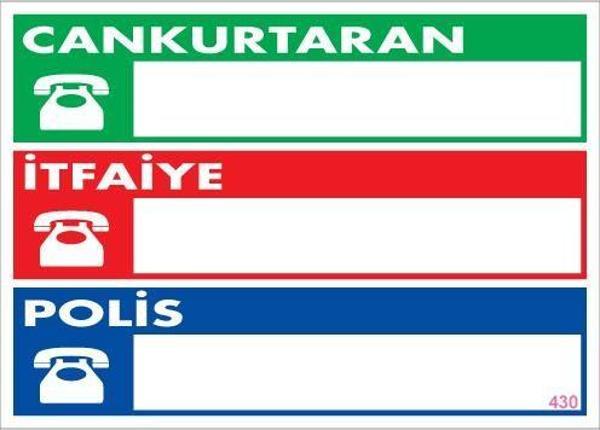 Acil Durum Telefon Levhası 25x35 KOD:430 - Image 1