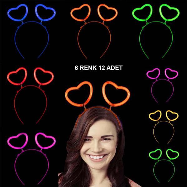 Glow Stick Karanlıkta Yanan Fosforlu Kalp Taç 12 Adet - Image 1