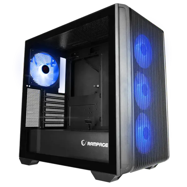 RAMPAGE CRAFT TEMPERLİ CAM+MESH Siyah ARGB FAN+TYPE-C ATX MİD-T GAMING KASA - Image 1