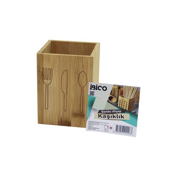 KÜÇÜK  KARE=9X9CM  AHŞAP BAMBU KAŞIKLIK ORGANİZER (5250) - Image 1