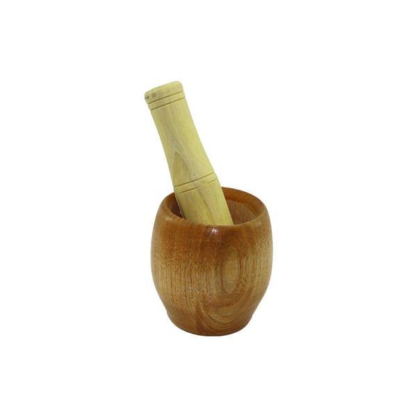 AHŞAP BAMBU HAVAN SARIMSAK DÖVECEK Ç: 7CM--D: 5.8CM--Y: 8.5CM  FİLELİ AMBALAJ (5250) - Image 1