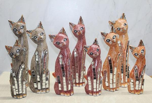 Ahşap 3'lü Kedi Seti 30 Cm Model 2 - Image 1