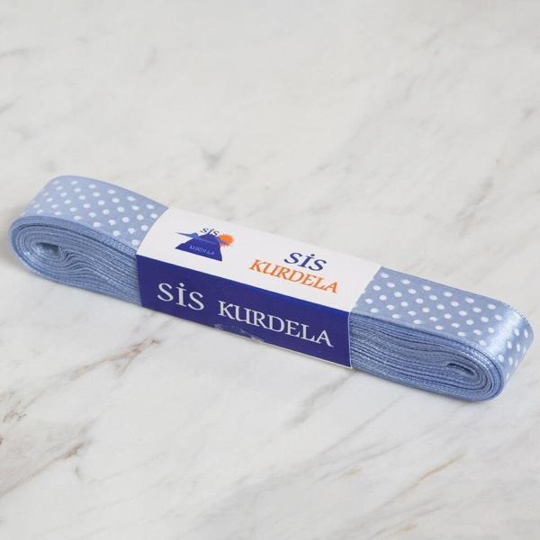 Loren Crafts 2cm 10 mt Mavi Saten Puantiyeli Kurde - Image 1