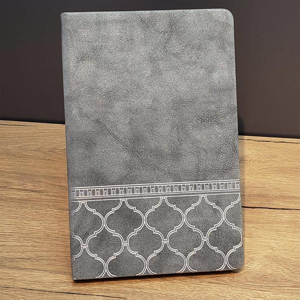 Desenli Gri Renk Deri Defter - Image 1
