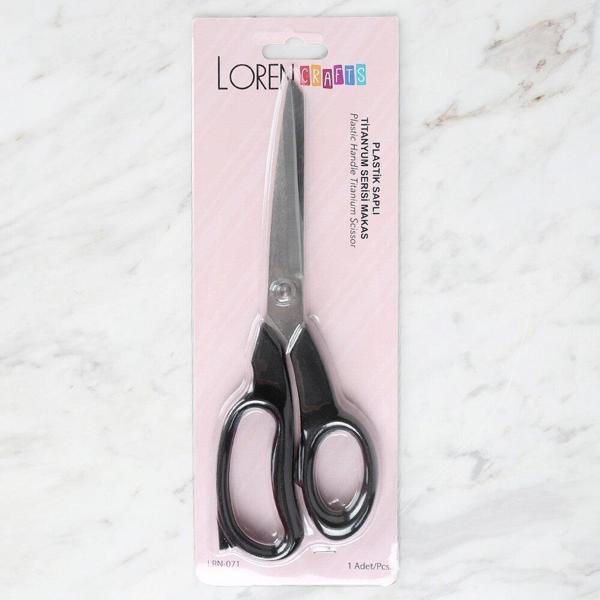 Loren Crafts Plastik Saplı Titanyum Makas Siyah LR - Image 1