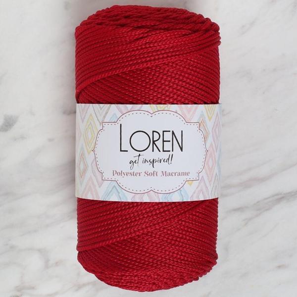Loren Polyester Soft Macrame Koyu Kırmızı El Örgü İpi - LM020 - 34433 - Image 1