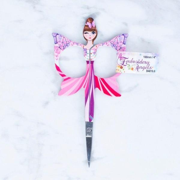 Loren Kelebek Modelli Desenli Makas Pembe - B4816. - Image 1