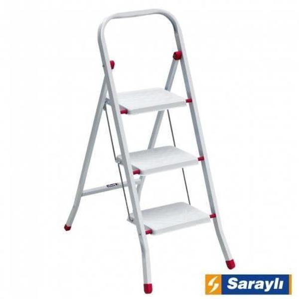 Saraylı Pratik Metal Merdiven Beyaz 3 Basamaklı - Image 1