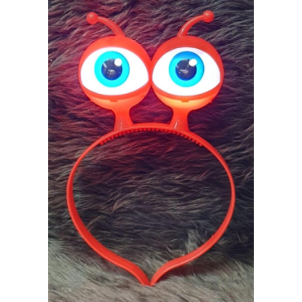 Led Işıklı & Pilli Uzaylı Göz Parti Tacı Kırmızı Renk  - Image 1