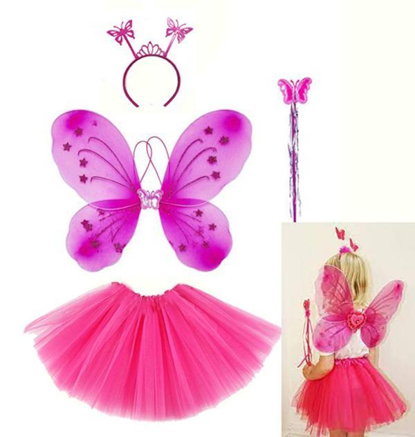  Fuşya Kelebek Kostüm Aksesuar Seti 4 Parça - Image 1