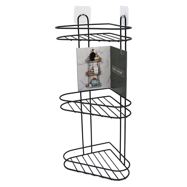 3 KATLI  SİYAH METAL KÖŞE RAFI (5250) - Image 1