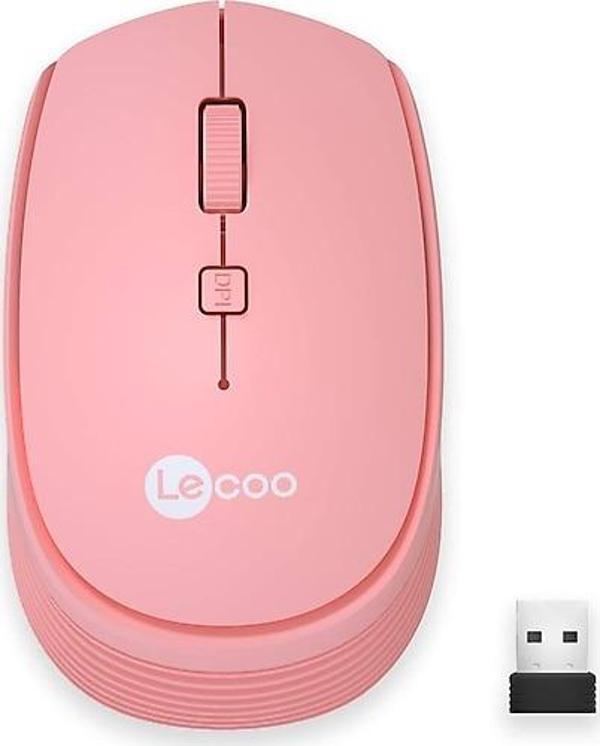 LENOVO LECOO WS202-P Kablosuz 1600DPI+4 Tuşlu Sessiz Pembe Mouse - Image 1
