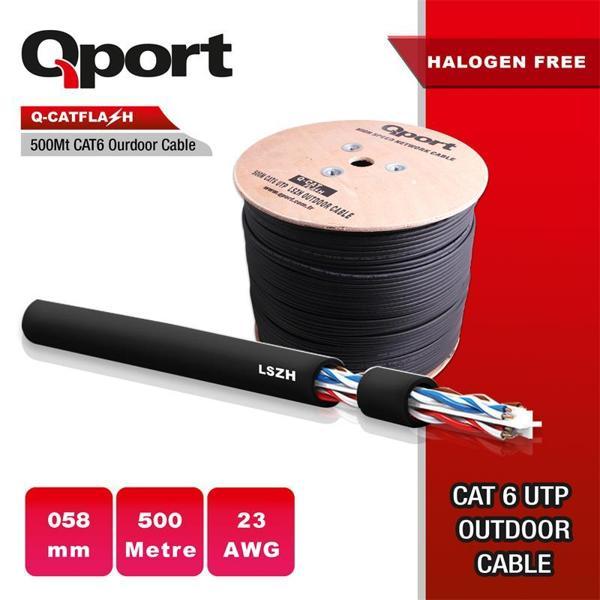 QPORT Q-CATFLASH 500 METRE LSZH CAT6 OUTDOOR 23AWG 0.58MM YANMAZ KABLO (HALOGEN FREE) - Image 1