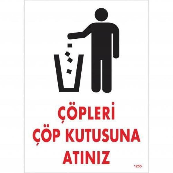 Çöpleri Çöp Kutusuna Atınız Uyarı Levhası 25x35 KOD:1255 - Image 1