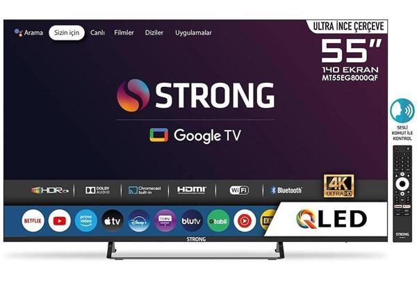 Strong MT55EG8000QF 4K Ultra HD 55" 140 Ekran Uydu Alıcılı Google Smart QLED TV - Image 1