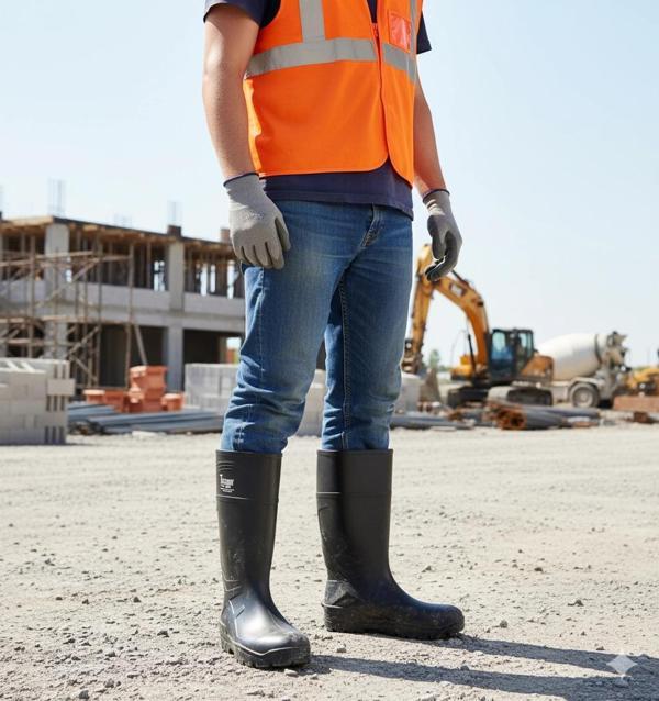 Techno Boots Poliüretan Soğuğa Dayanıklı Kısa Çelik Burunlu Siyah Çizme - Image 1