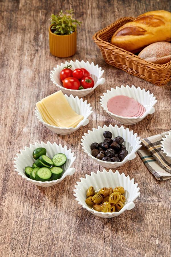 Cooker 6'Lı Beyaz Porselen Reçellik Seti 12.9X12.7 Cm - Image 1