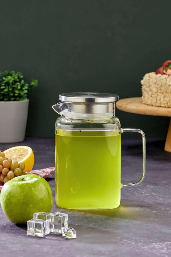 Cooker 1100 Ml Borosilikat Cam Sürahi – Paslanmaz Çelik Kapaklı, Isıya Dayanıklı, Şık Ve Sağlıklı Tasarım - Image 1