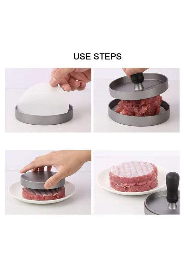 Cooker Metal Hamburger Köfte Presi – Pratik Et Şekillendirici - Image 1