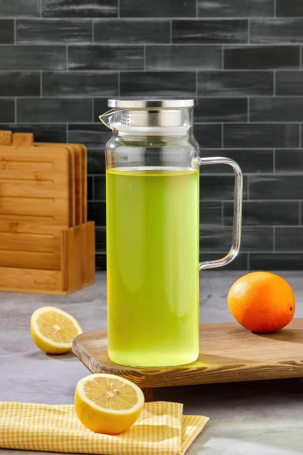 Cooker 1600 Ml Isıya Dayanıklı Borosilikat Cam Sürahi – Gümüş Kapaklı, Şık & Sağlıklı Tasarım - Image 1