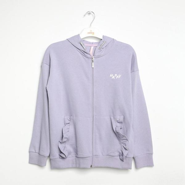 KAPÜŞONLU FERMUARLI  SWEATSHIRT Lila - Image 1