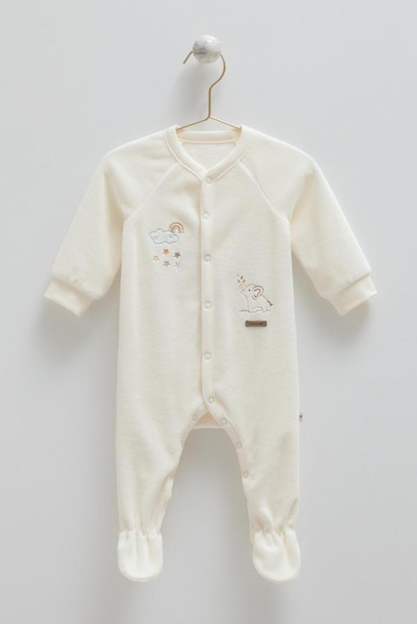 STAR POINT ÇITÇITLI KADİFE TULUM - CARAMELL  - TE2154 - Ekru - 0 - 1 Ay0 - 1 Ay - TE2154-Ek-0 - 1 Ay0 - 1 Ay Ekru - Image 1