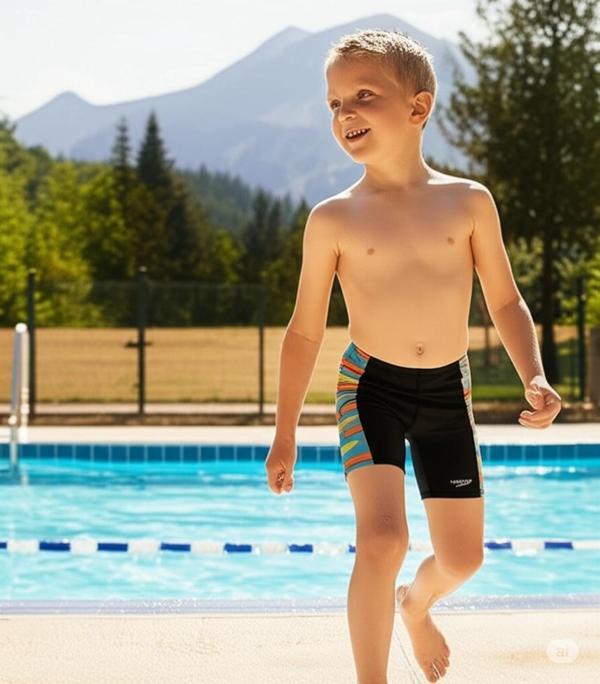 Speedo Digi Allover Panel Jam-mer Erkek Çocuk Yüzücü Mayosu Siyah-Mavi - Image 1